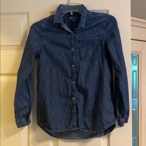 Girls Sz 12 Gap Denim long-sleeve button down